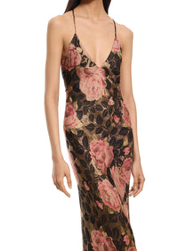 1920s Dusty Pink Floral Lamé Gown