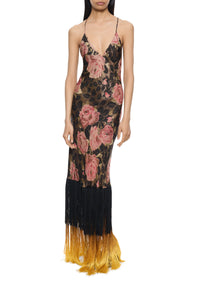 1920s Dusty Pink Floral Lamé Gown