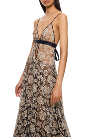 1930s Black and White Floral Lace Gown - Annie's Ibiza