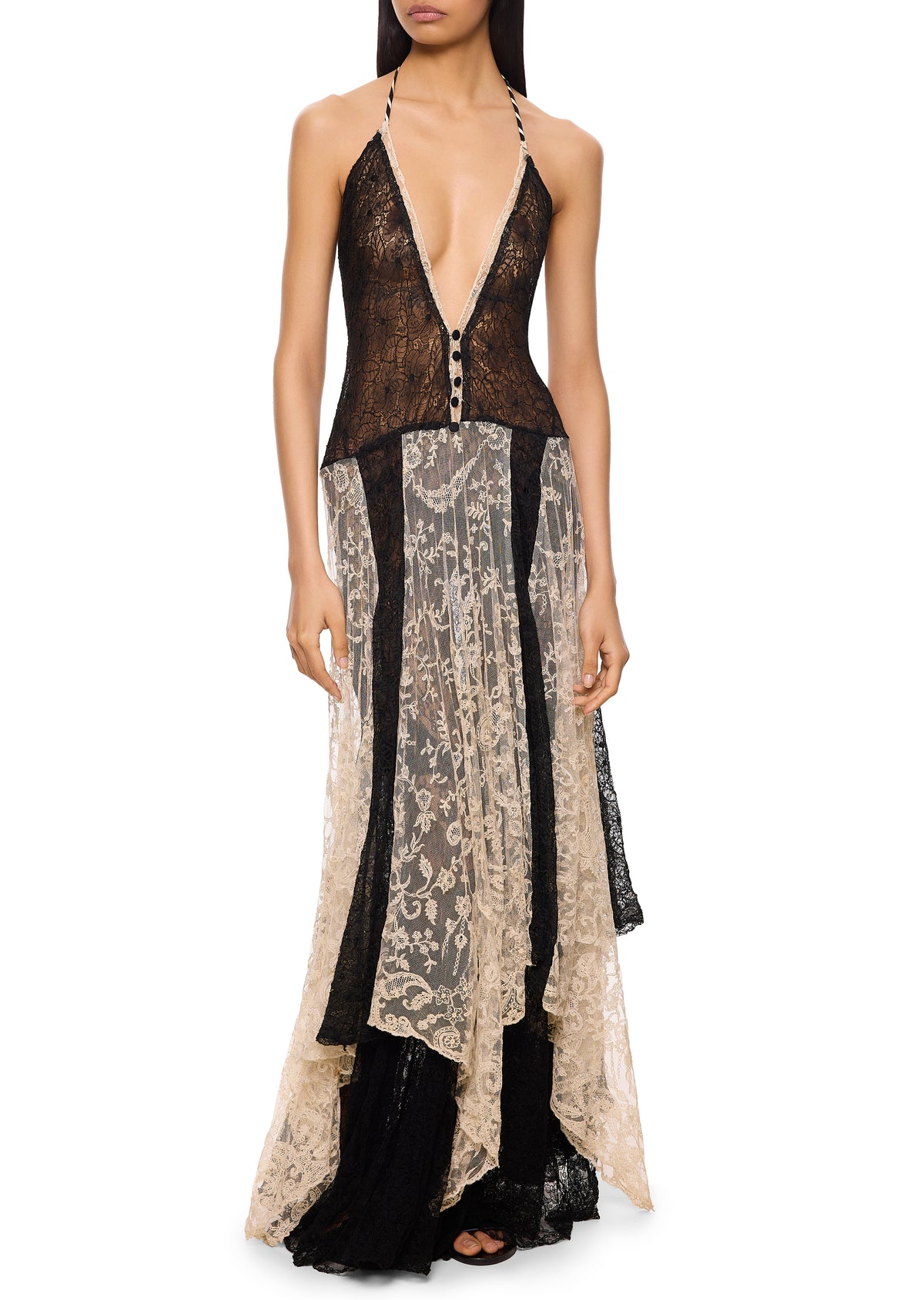 1940s Black & White Lace Gown - Annie's Ibiza