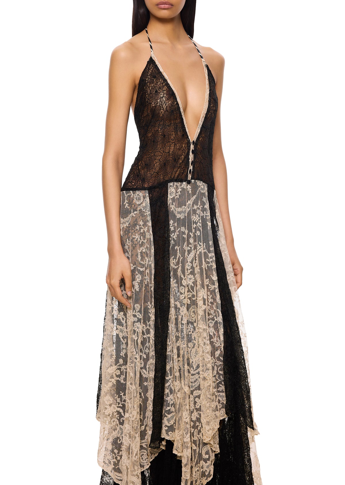 1940s Black & White Lace Gown - Annie's Ibiza