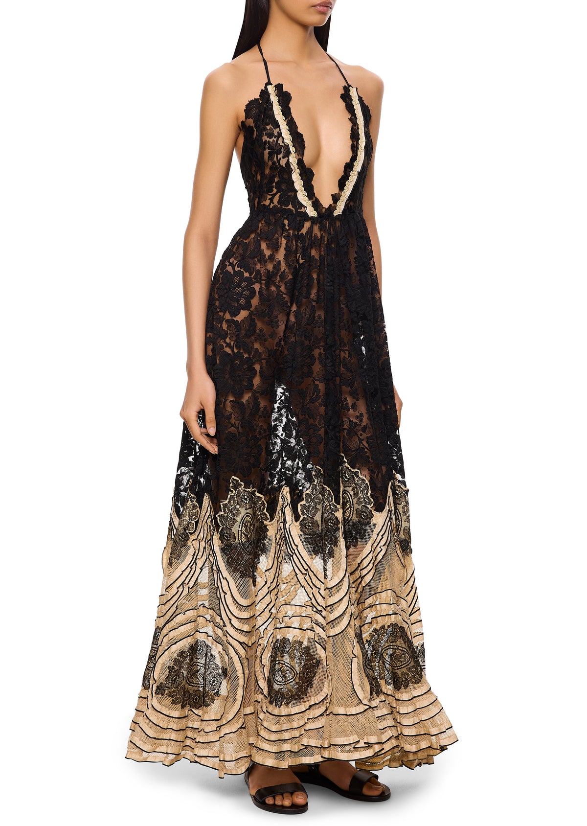 1930s Handmade Black and Cream Lace Gown – Annie's Ibiza Online