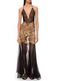 1930s Gold Embroidered Black Chiffon Dress - Annie's Ibiza
