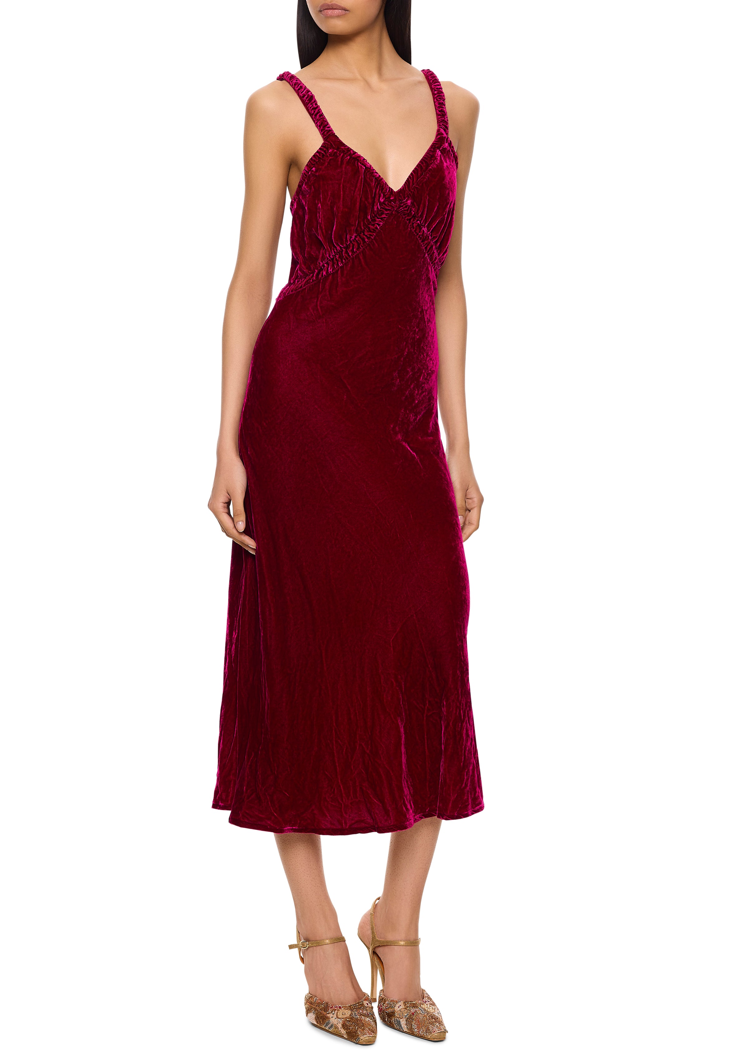 197 0s Fuchsia Velvet Slip Dress - Annie's Ibiza