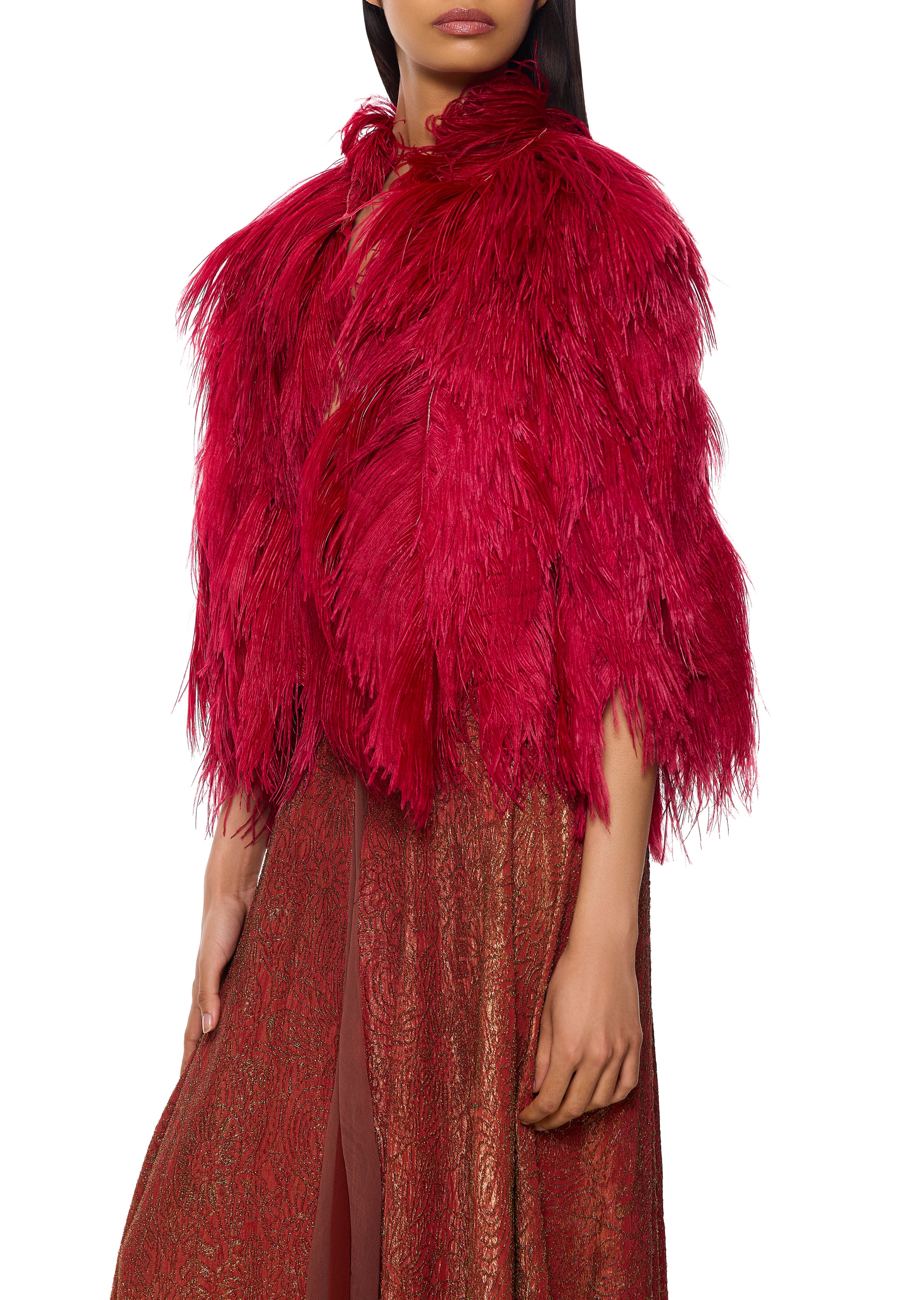 1920s Crimson Feather Cape - Annie's Ibiza