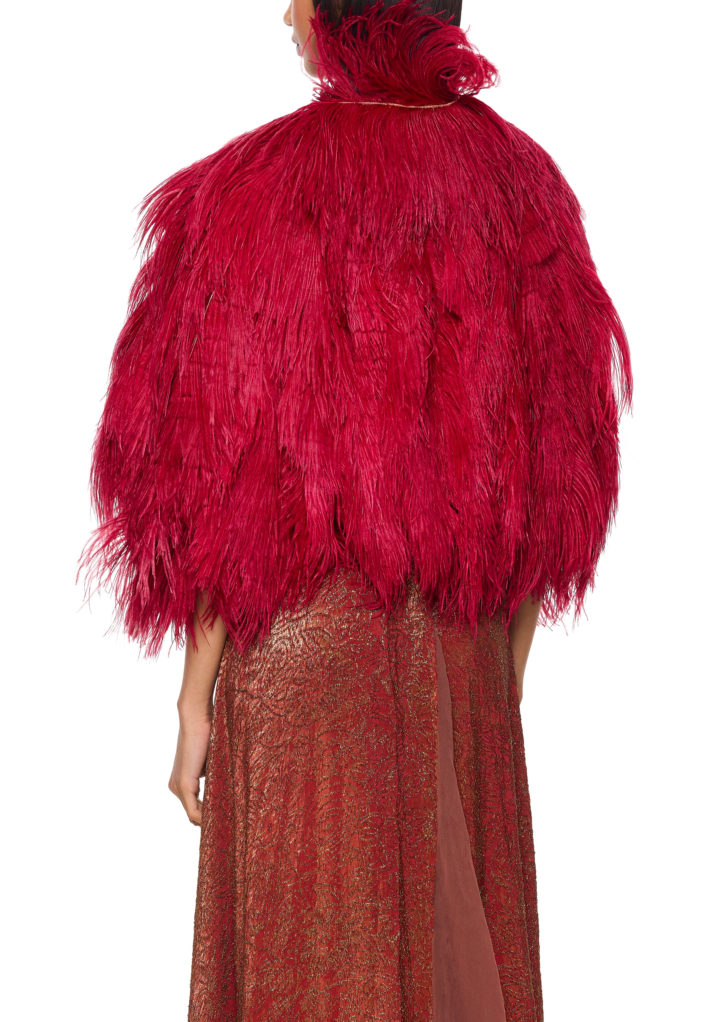 1920s Crimson Feather Cape - Annie's Ibiza