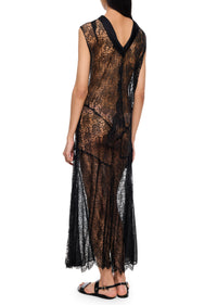 1920s Diamond Cut-out Black Lace Dress