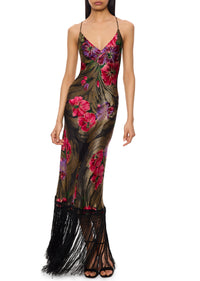 1920s Fuchsia and Violet Floral Lamé Gown - Annie's Ibiza