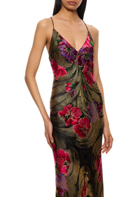 1920s Fuchsia and Violet Floral Lamé Gown - Annie's Ibiza