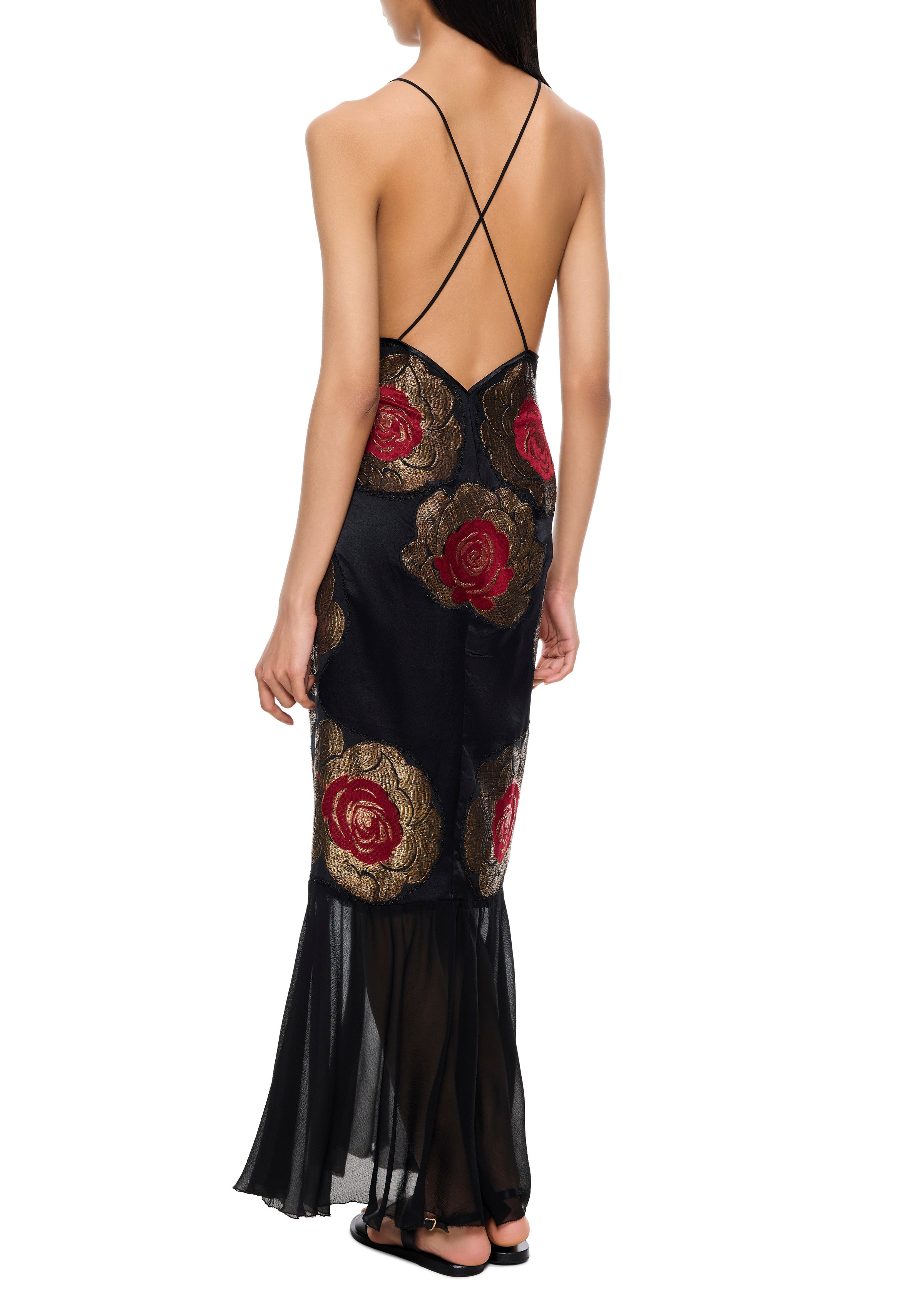 1920s Black and Red Lamé Dress