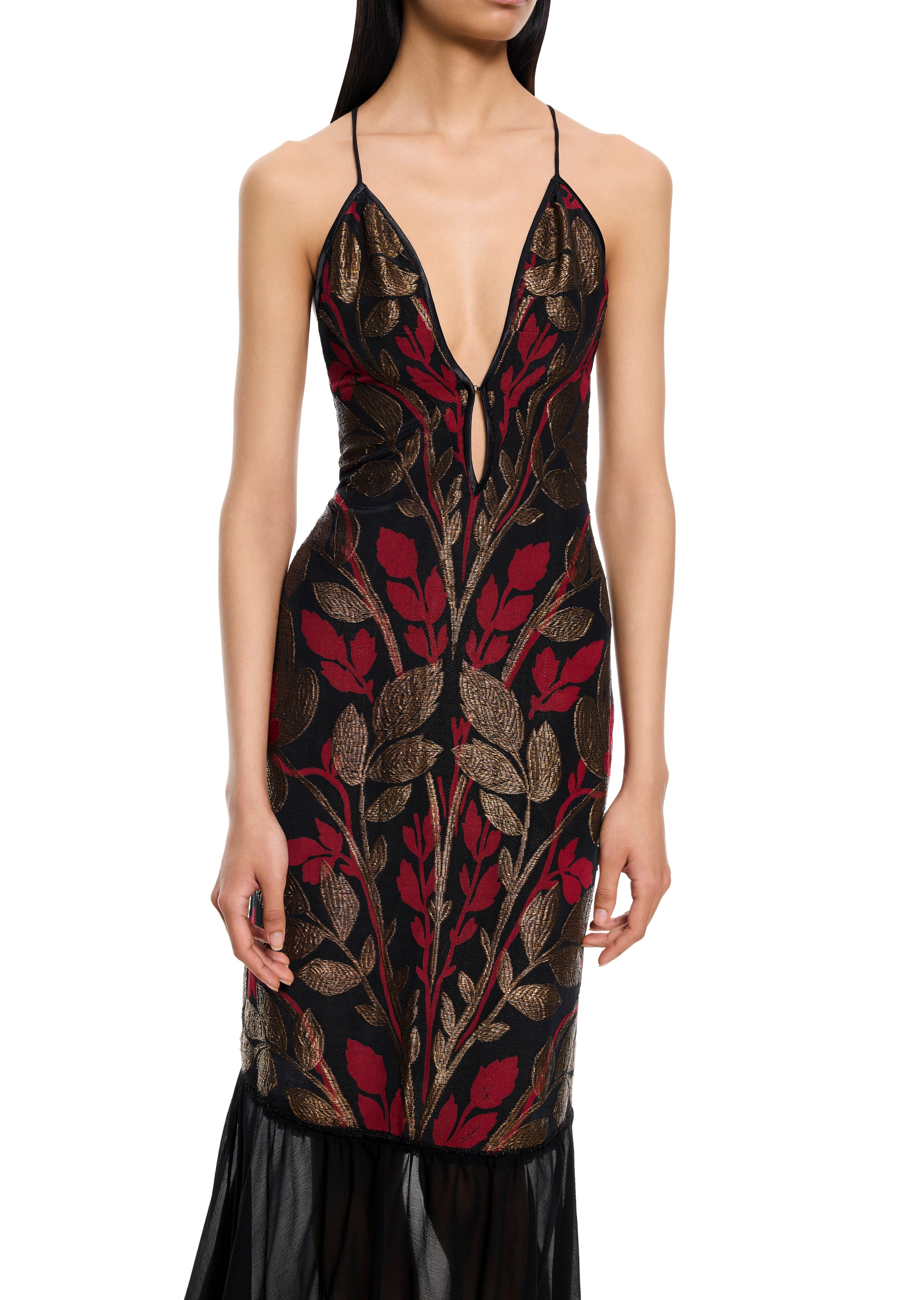 1920s Black and Red Lamé Dress