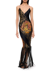 1920s Orange Rose Lamé Gown