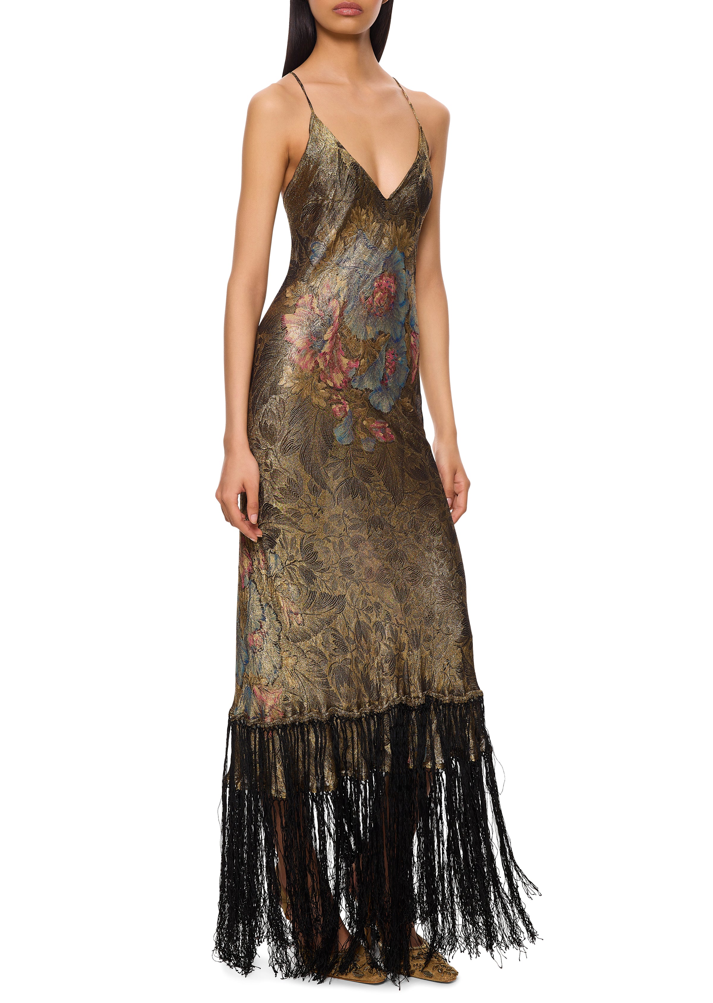 1920s Gold and Black Lamé Gown - Annie's Ibiza