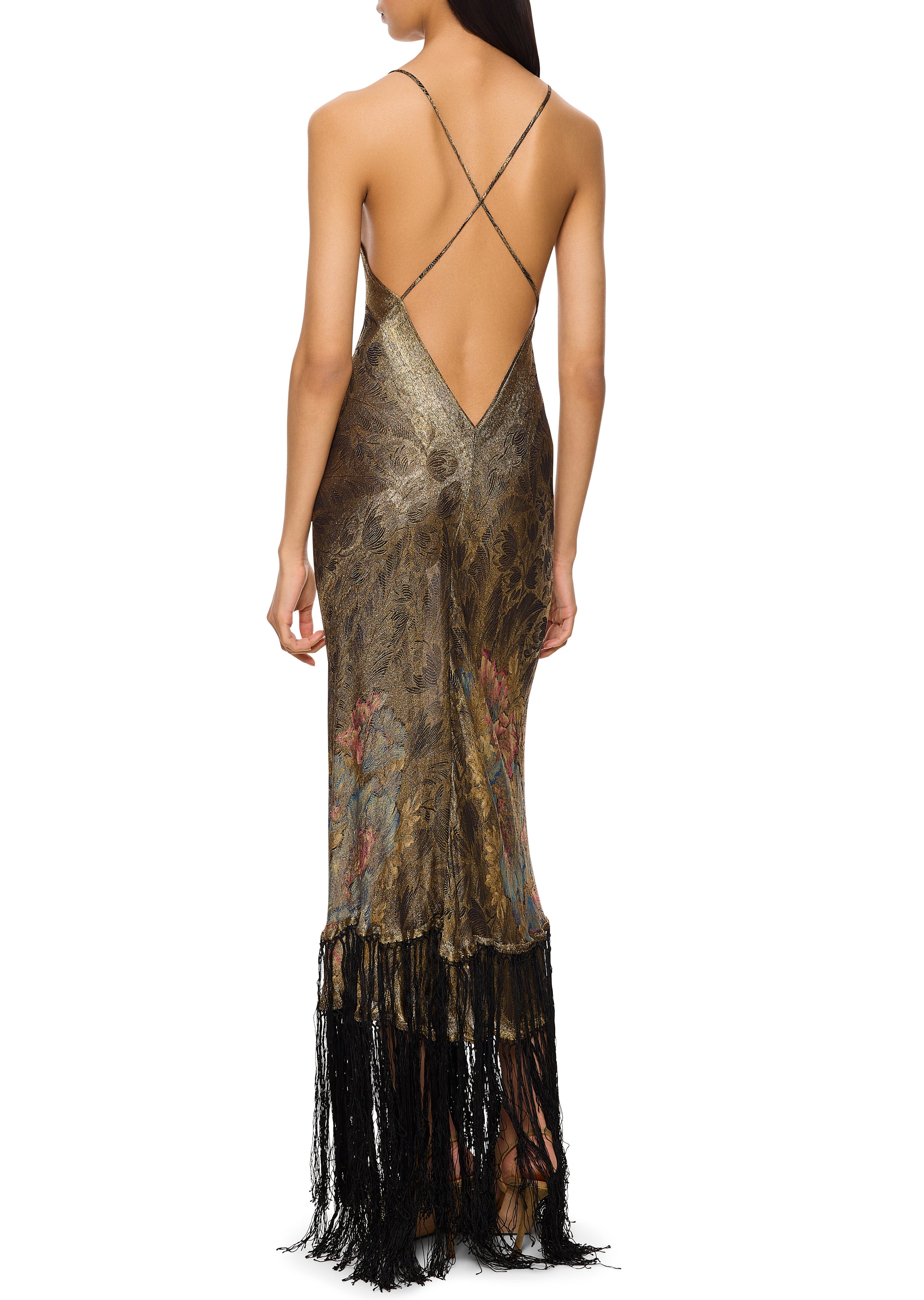 1920s Gold and Black Lamé Gown - Annie's Ibiza