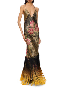 1930s Gold and Pink Floral Lamé Gown - Annie's Ibiza