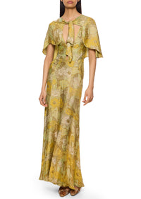 1930s Green and Gold Lamé Gown with Matching Cape - Annie's Ibiza