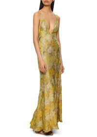 1930s Green and Gold Lamé Gown with Matching Cape - Annie's Ibiza