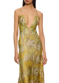 1930s Green and Gold Lamé Gown with Matching Cape - Annie's Ibiza