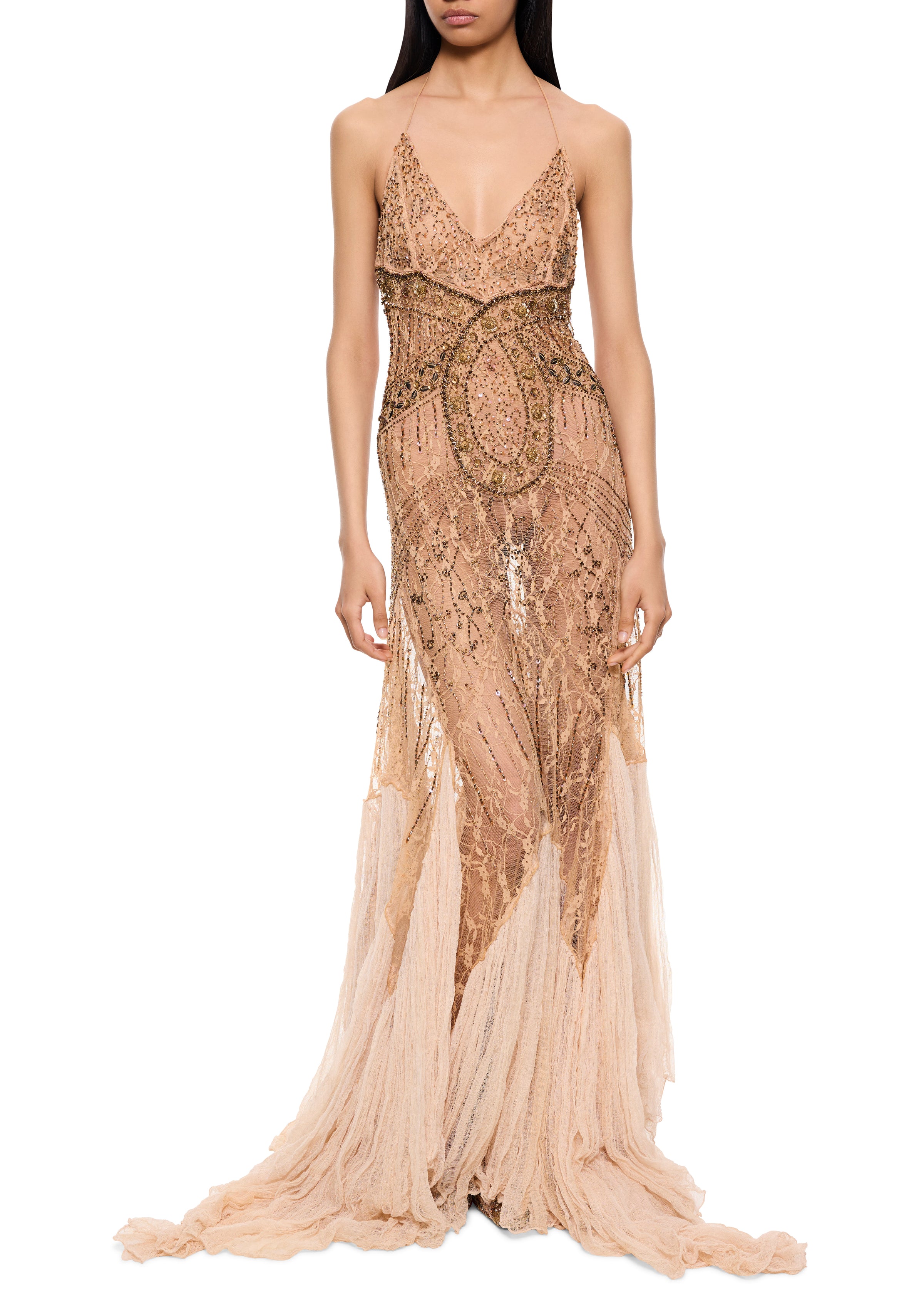 90s Asymmetric Blush Pink Gown