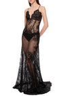 1940s Sheer Black Handmade Lace Gown