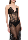 1940s Sheer Black Handmade Lace Gown