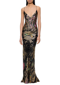 1930s Feather Burst Printed Lamé Gown - Annie's Ibiza