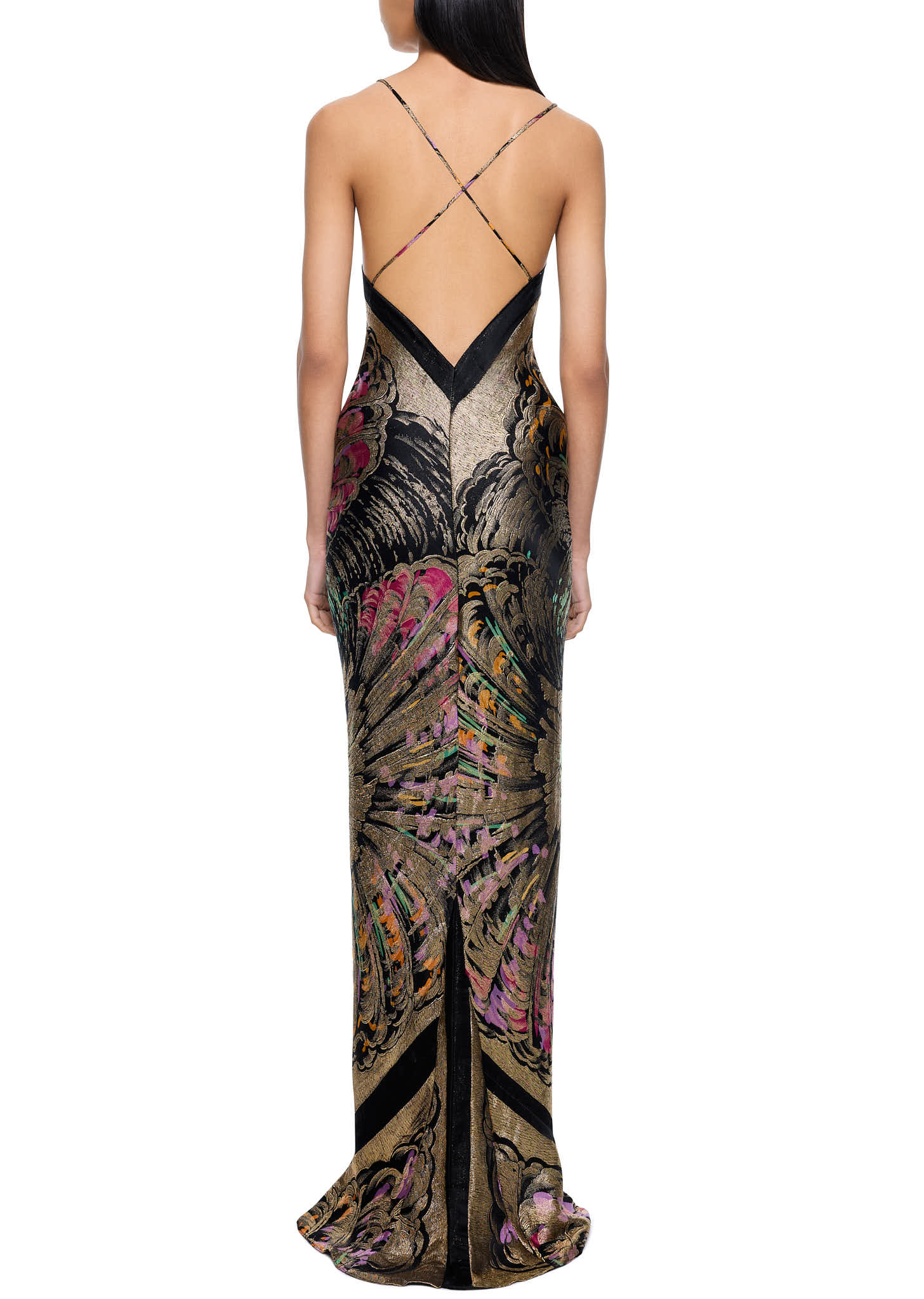 1930s Feather Burst Printed Lamé Gown - Annie's Ibiza