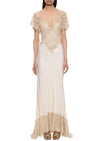 1940s Cream Silk and Crochet Gown