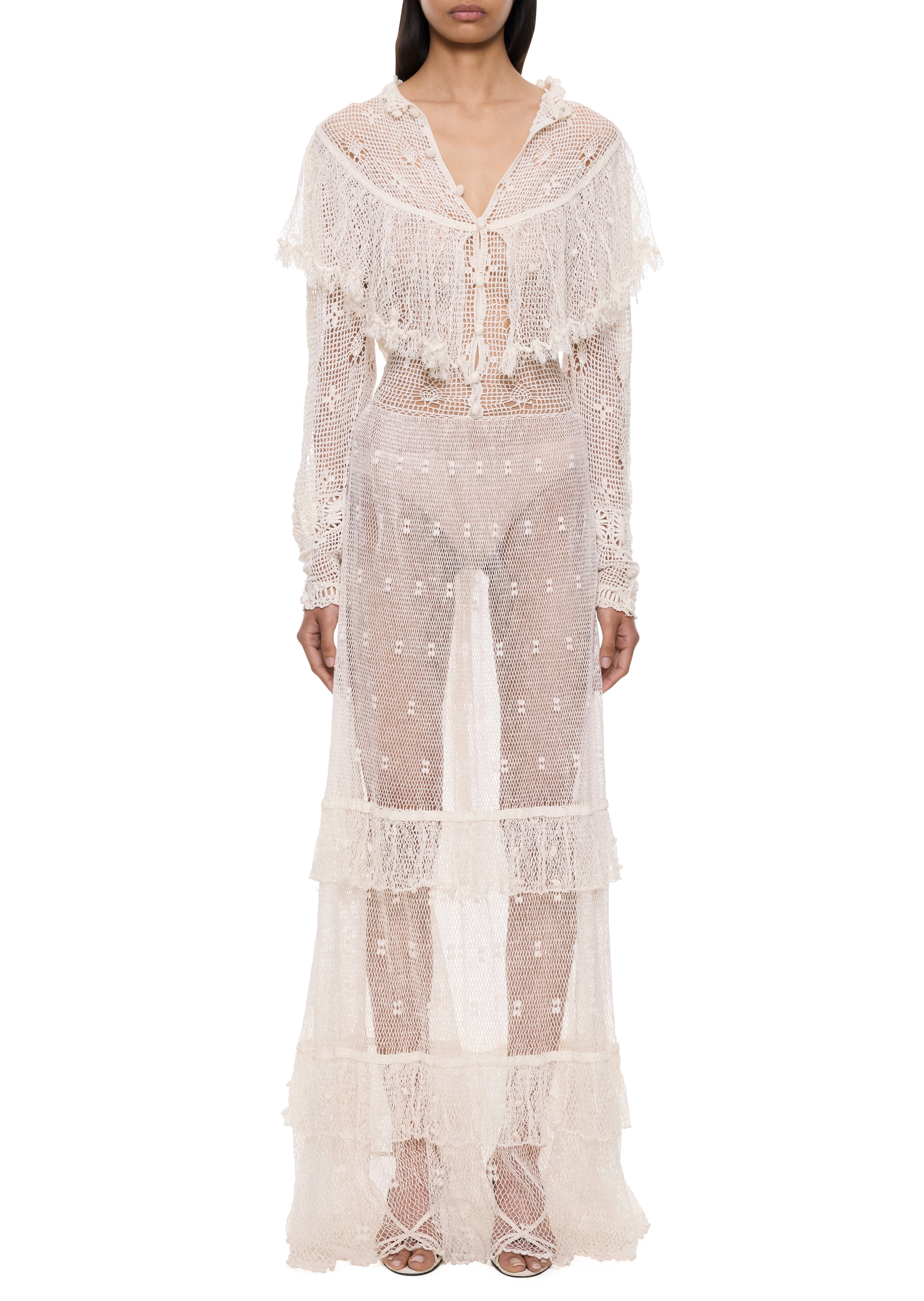 1940s Ivory Crochet Lace Gown – Annie's Ibiza Online