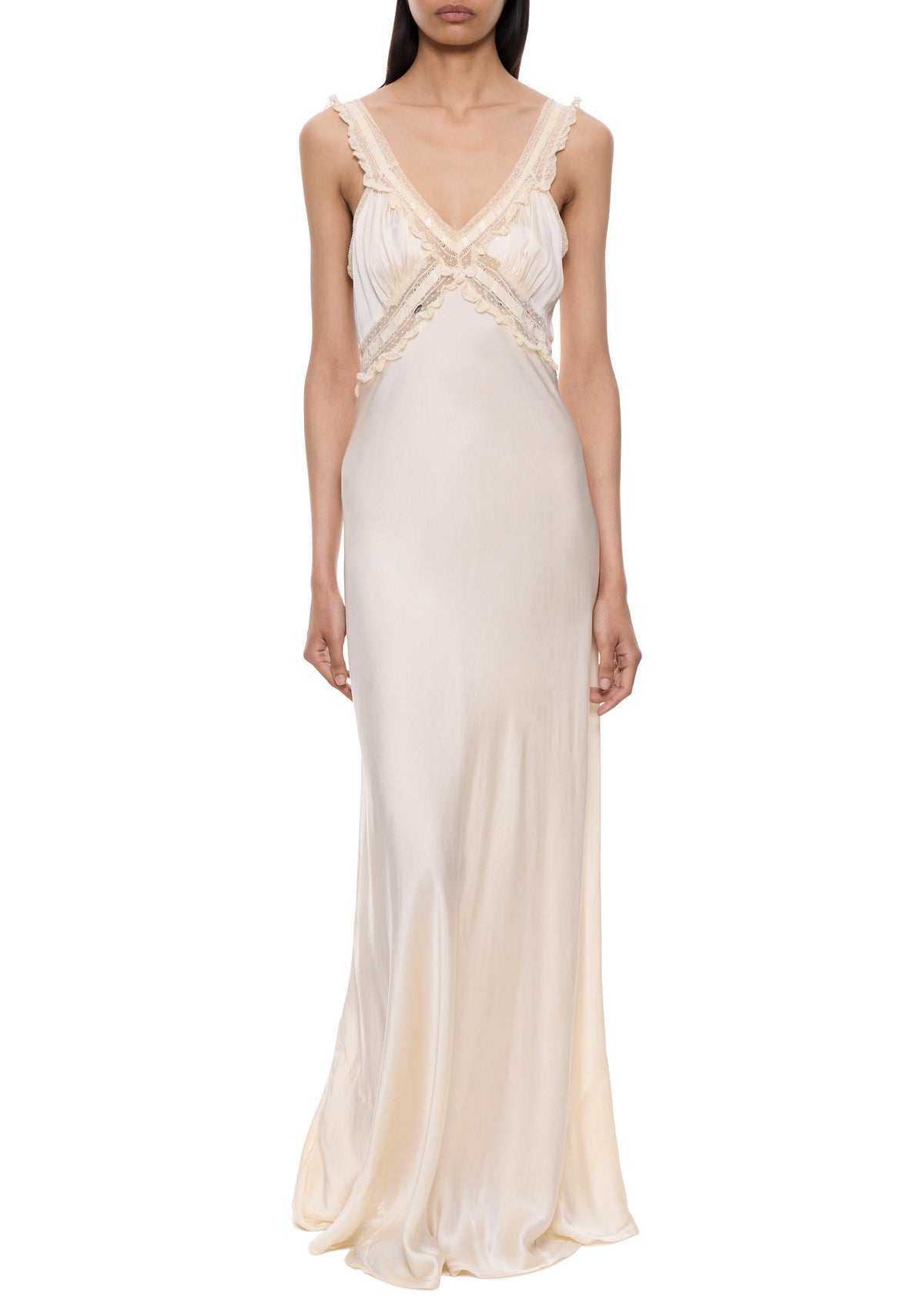 1920s silk slip dress Vintage 1920s Lace & Silk Slip Dress (Deadstock)