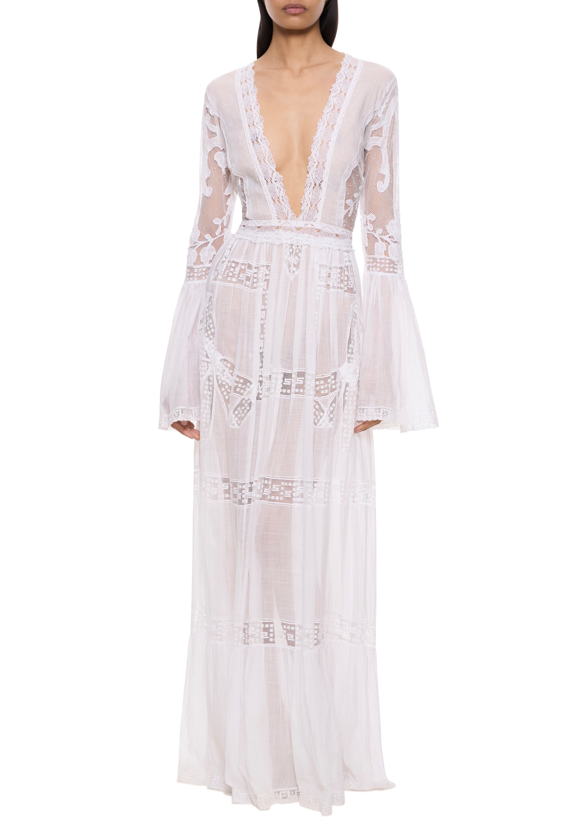 1930s Handmade Irish Lace Dress with Scallop Detailing