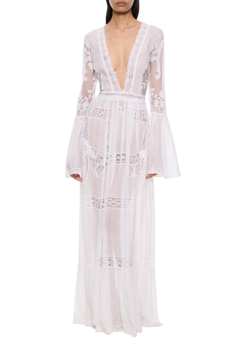 1930s Handmade Irish Lace Dress with Scallop Detailing