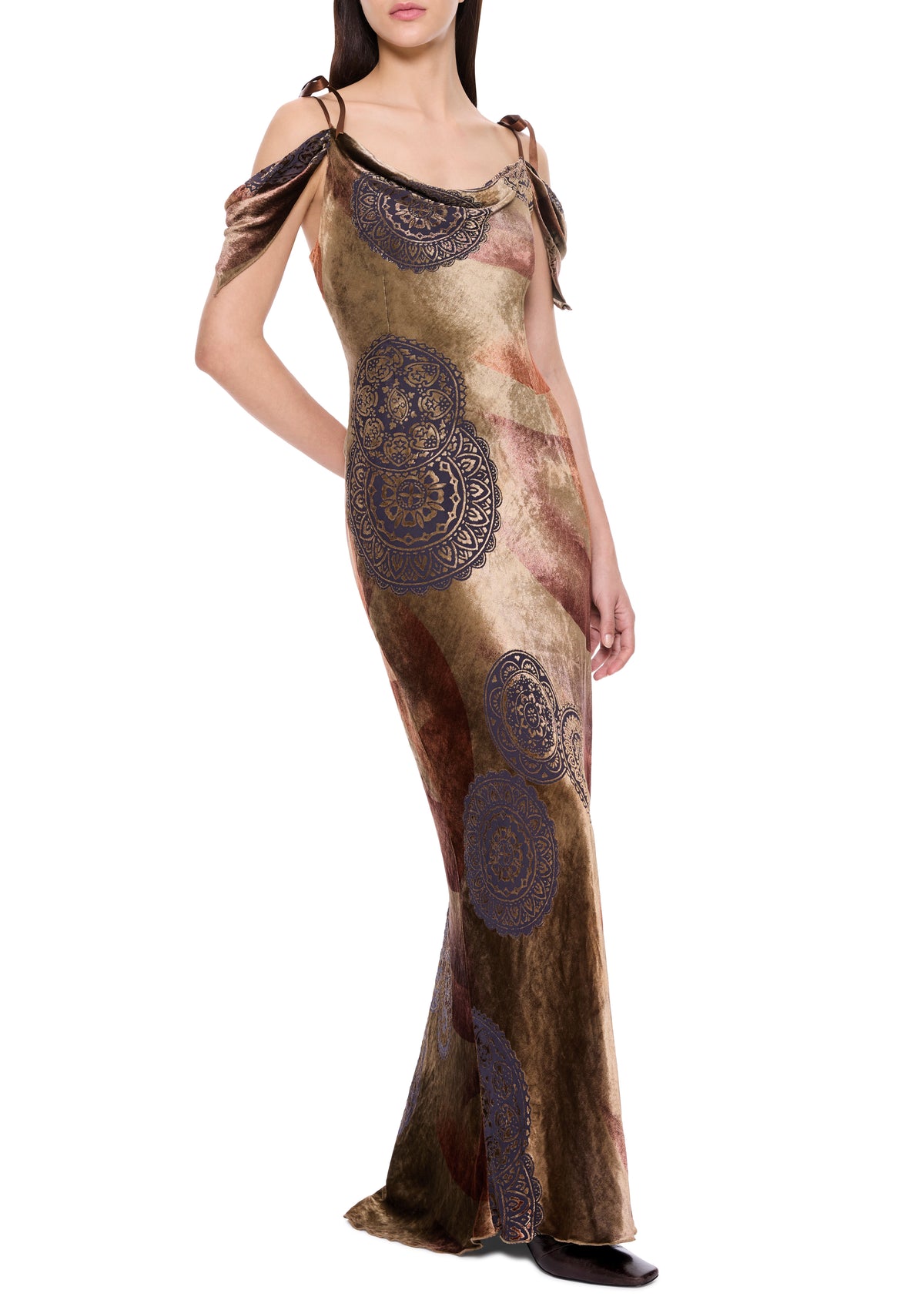 1990s Bronze Ombré Velvet Gown