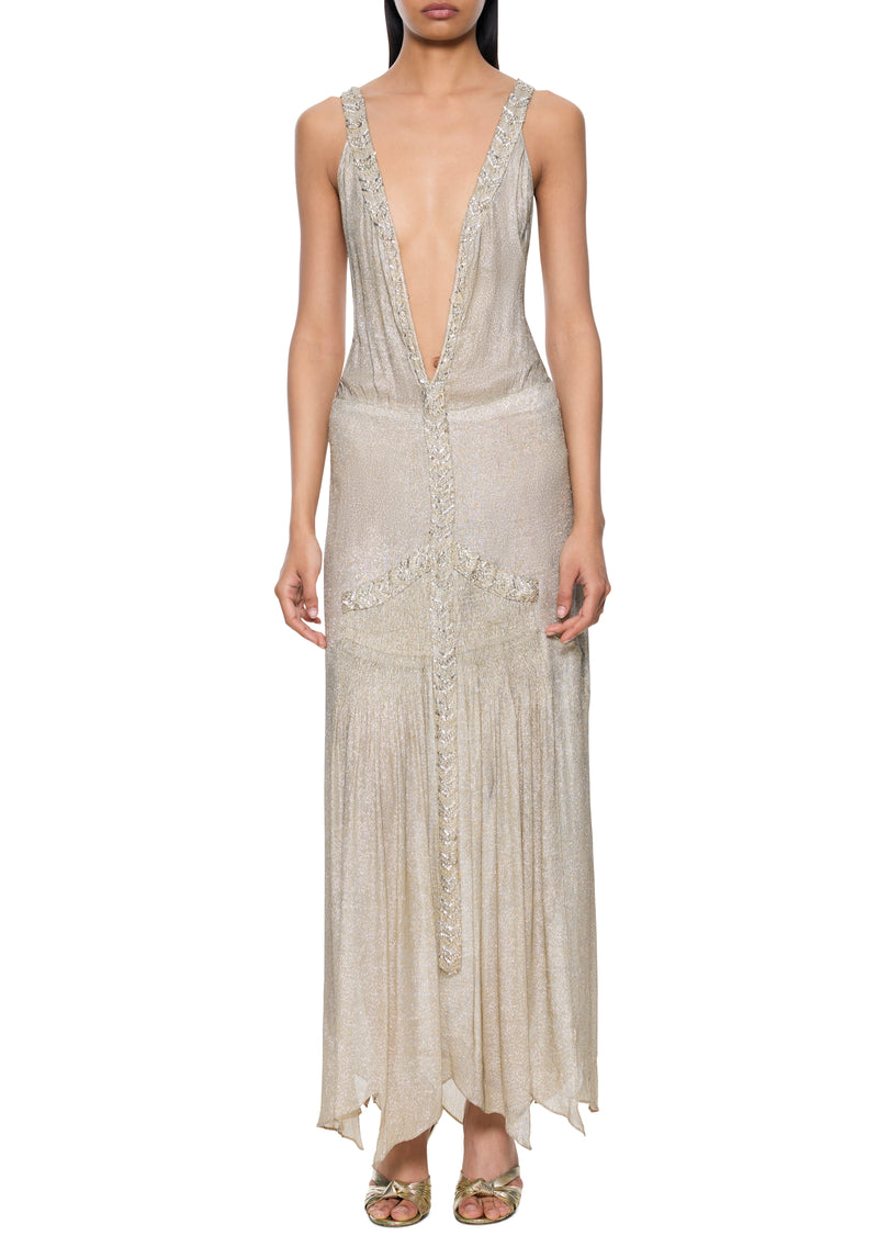 1930s Silver Lamé Dress