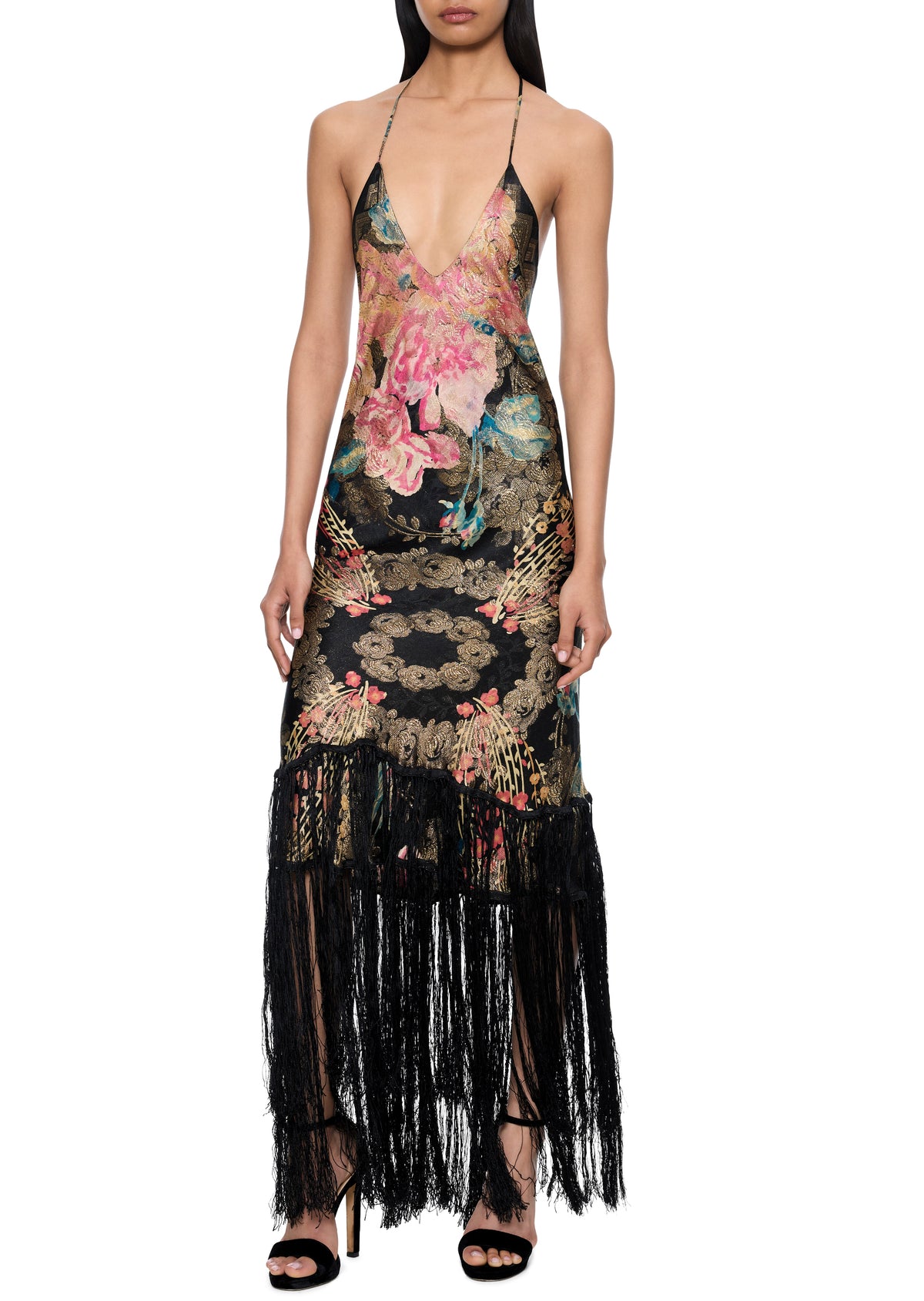 1940s Printed Lamé Gown with Tassel Fringing - Annie's Ibiza