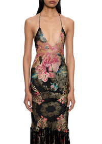 1940s Printed Lamé Gown with Tassel Fringing - Annie's Ibiza