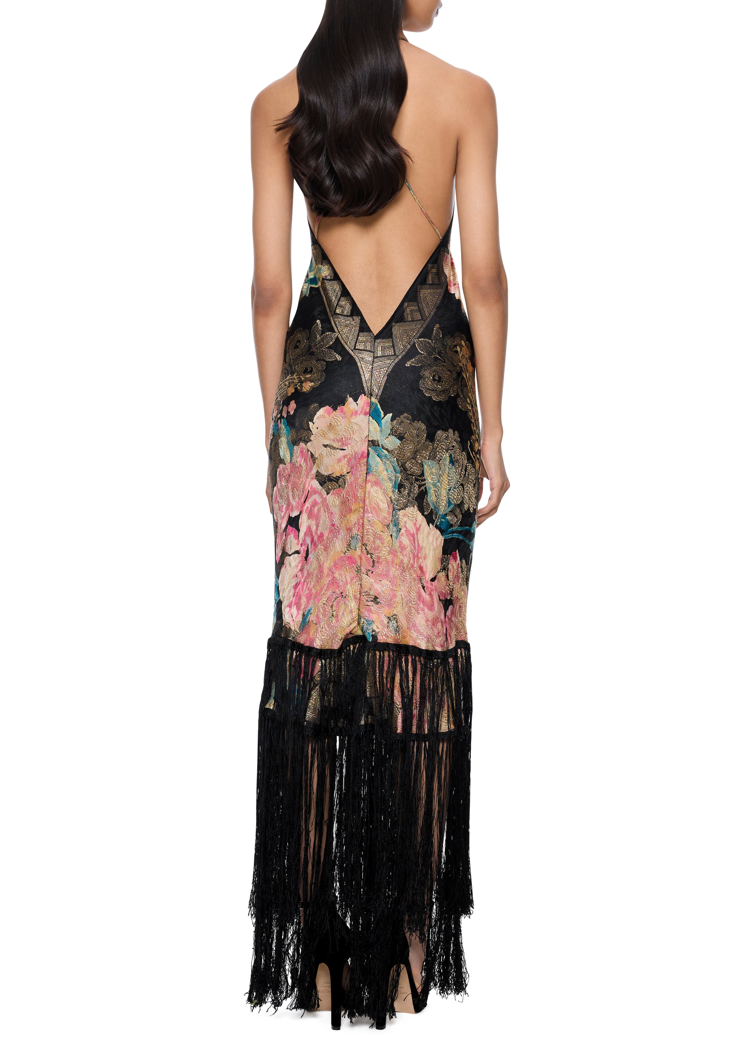 1940s Printed Lamé Gown with Tassel Fringing - Annie's Ibiza