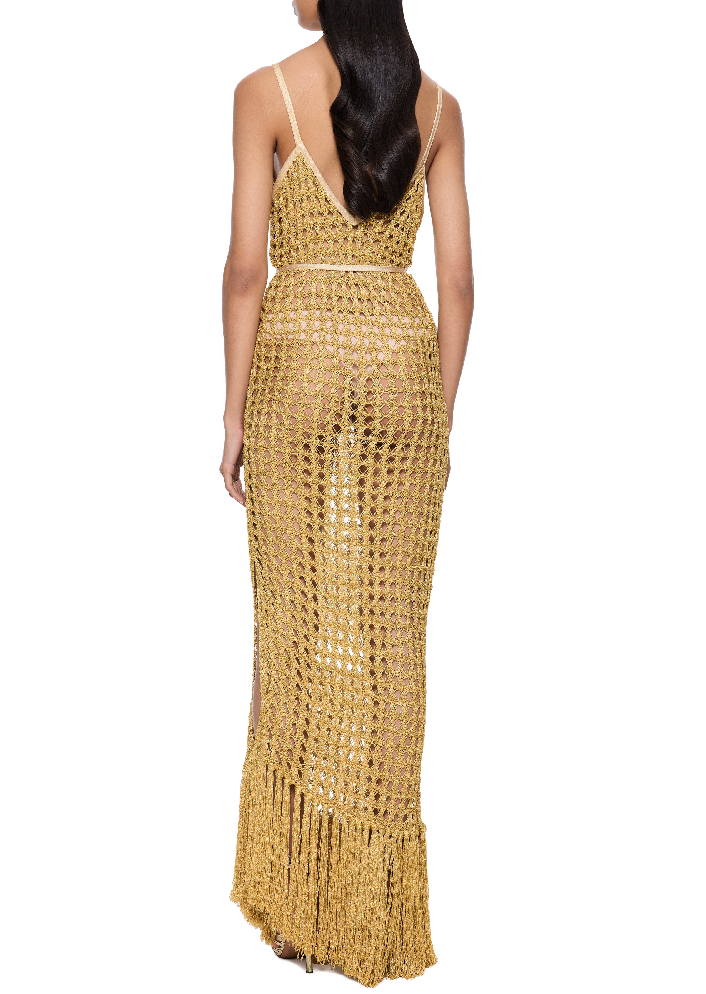 crochet gold dress PEMMA KNIT DRESS main image 1