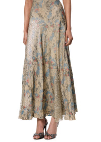 1930s Silver and Blue Floral Lamé Dress - Annie's Ibiza