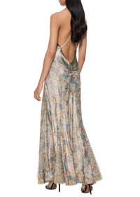 1930s Silver and Blue Floral Lamé Dress - Annie's Ibiza