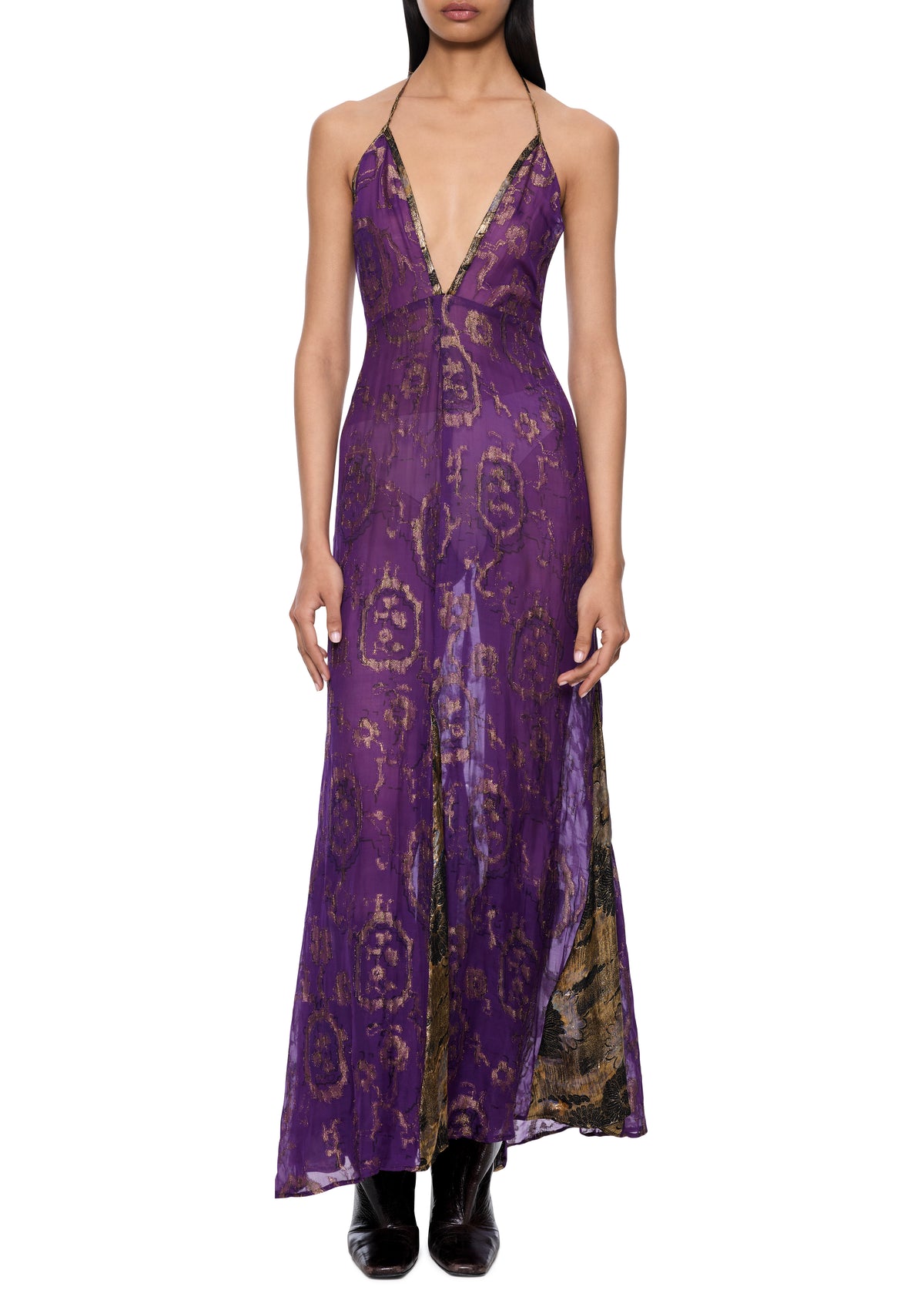 1940s Mauve and Gold Lamé Dress - Annie's Ibiza