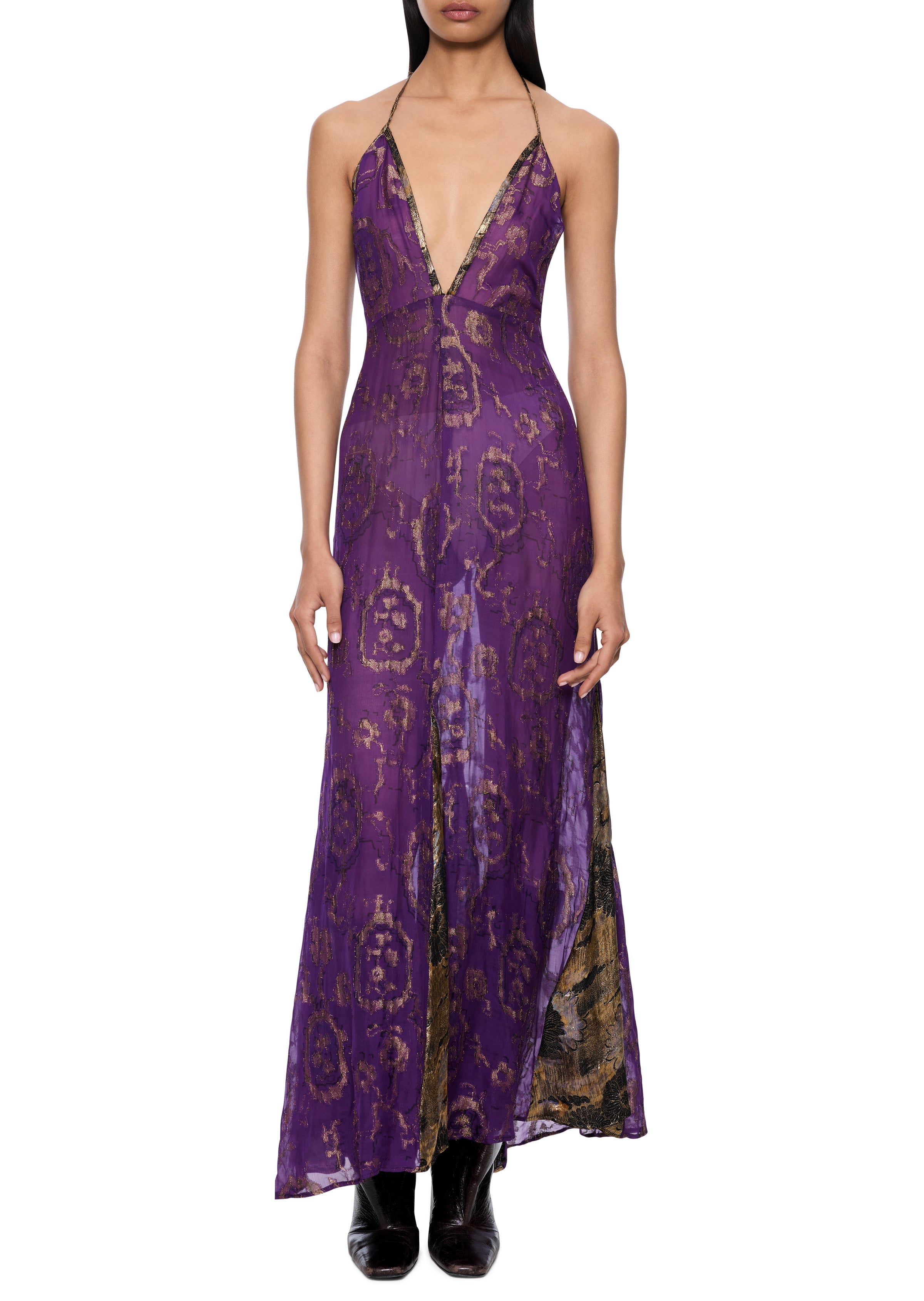 1940s Mauve and Gold Lamé Dress - Annie's Ibiza