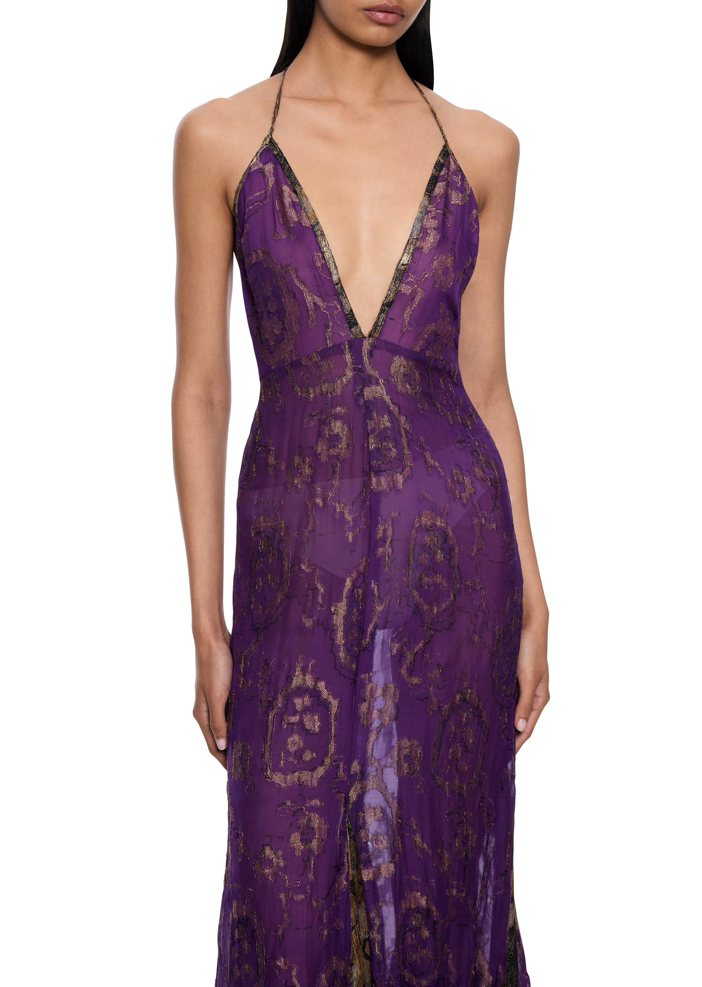 1940s Mauve and Gold Lamé Dress - Annie's Ibiza