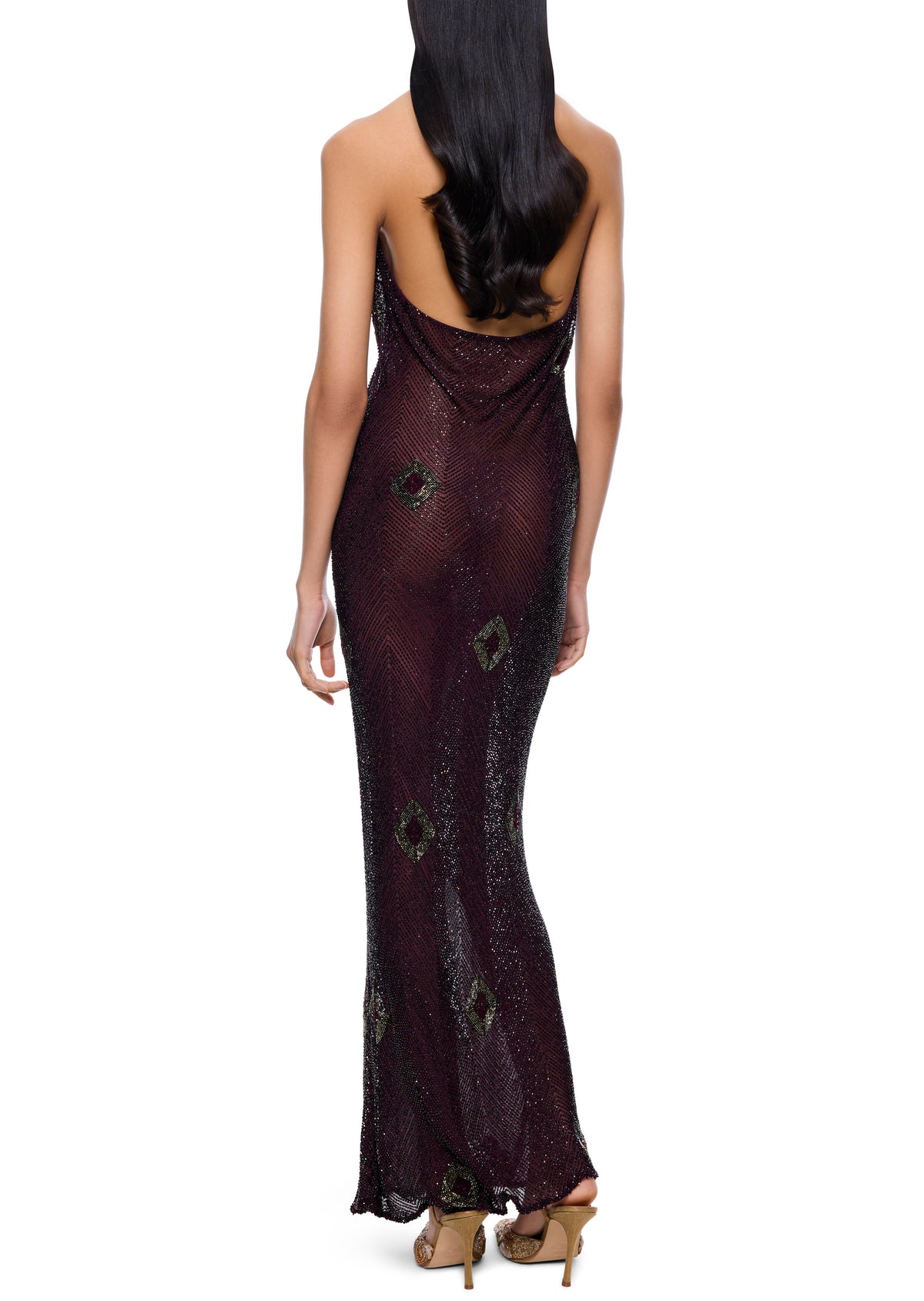 90s Plum Beaded Gown