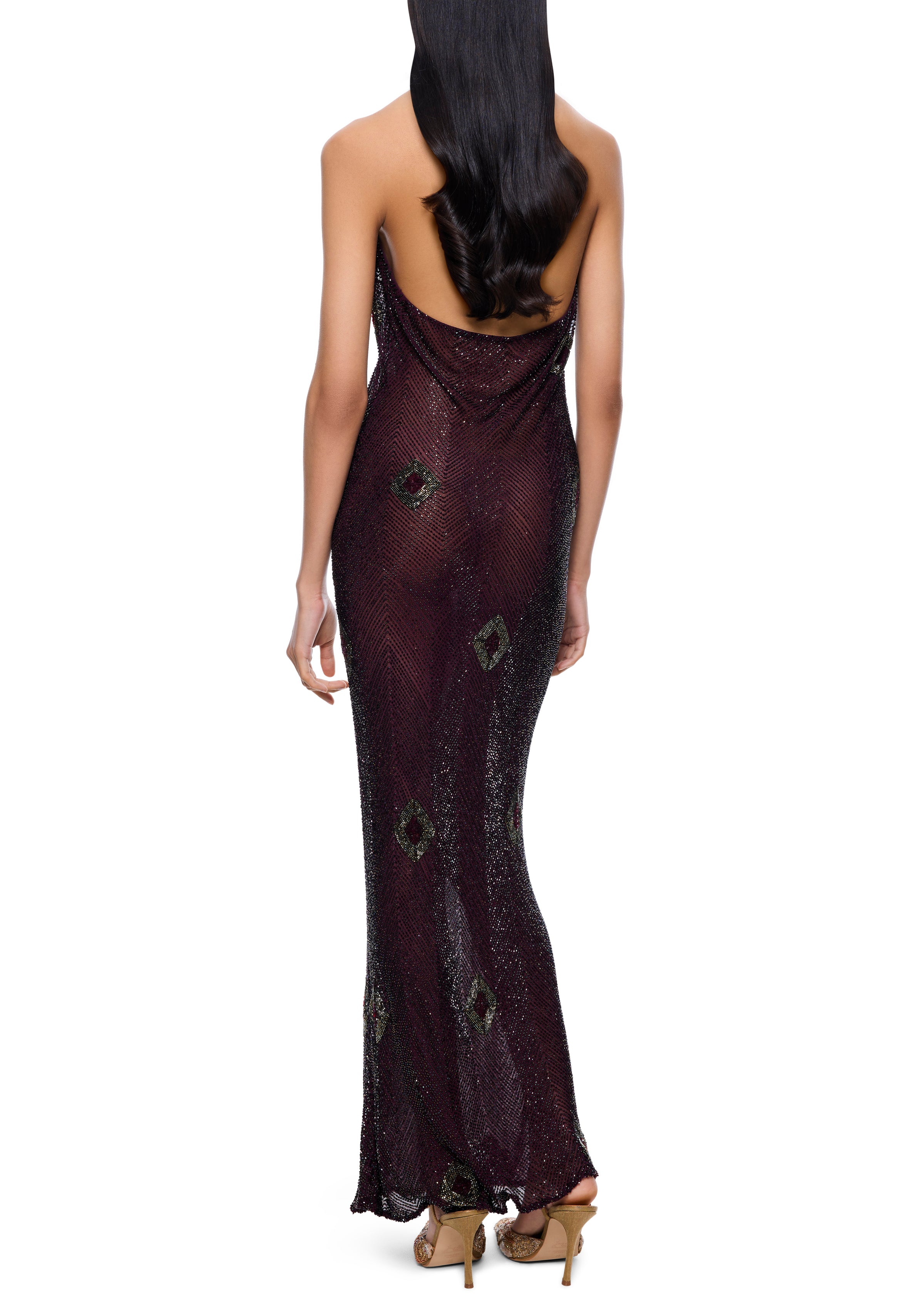 90s Plum Beaded Gown