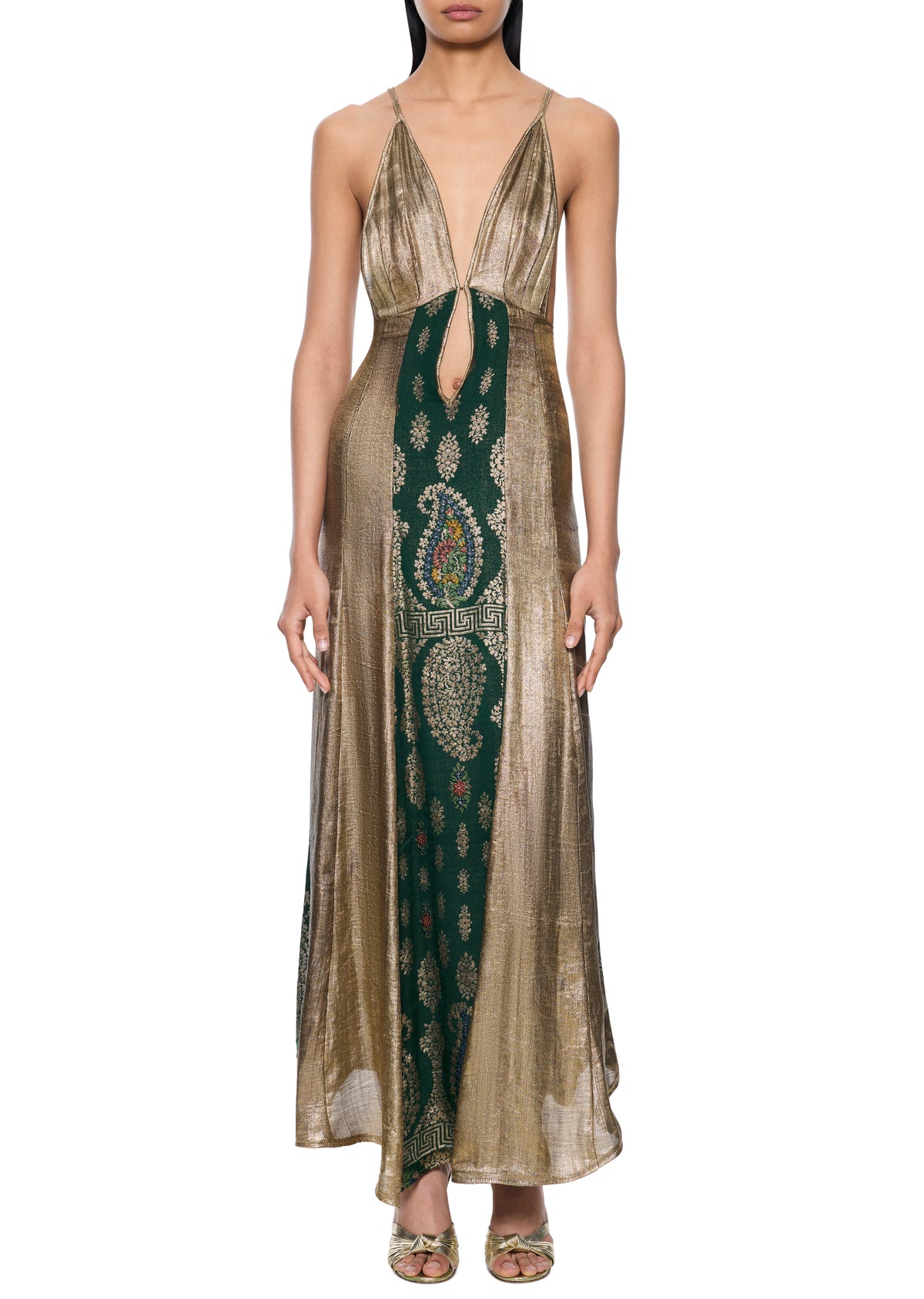 1940s Emerald and Gold Lam Gown 1940s Emerald and Gold Lam Gown
