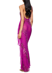 Vintage Magenta Sequin Slip Gown - Annie's Ibiza
