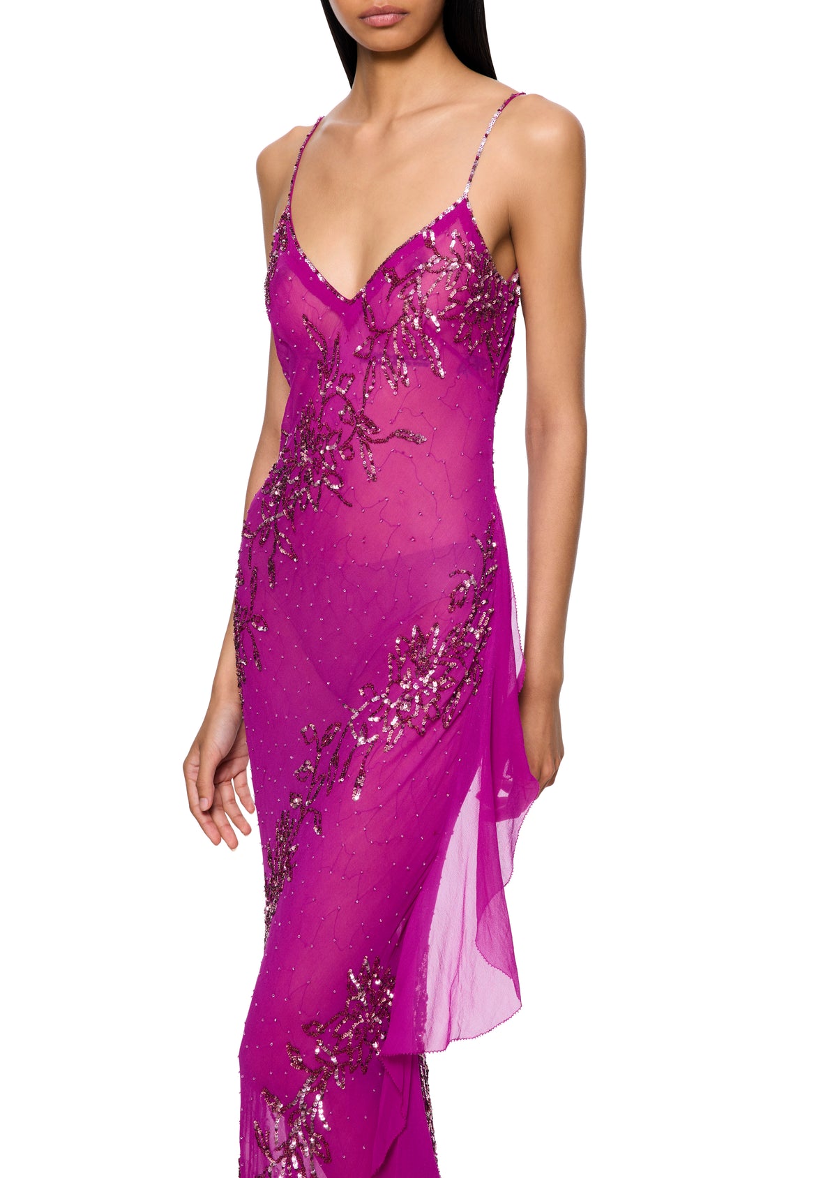 Vintage Magenta Sequin Slip Gown - Annie's Ibiza
