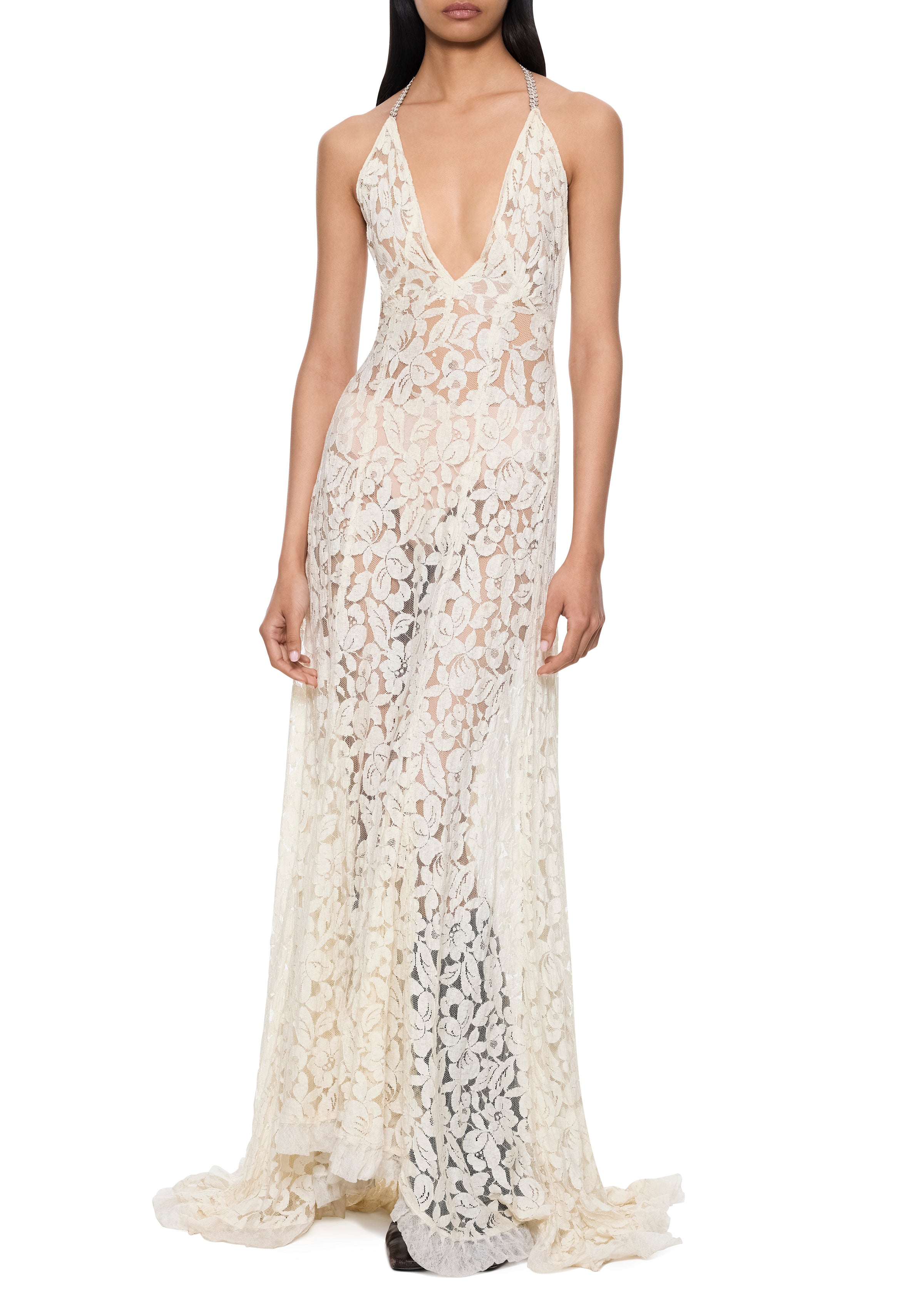 1930s Handmade Ivory Lace Gown - Annie's Ibiza