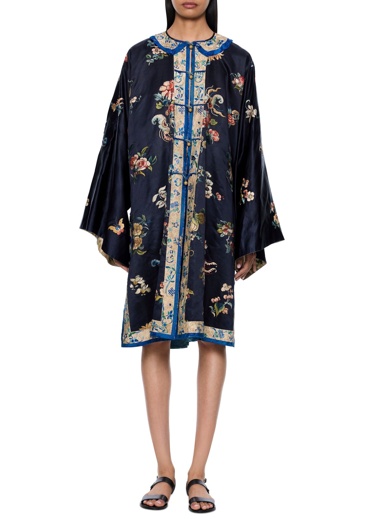1930s Navy Floral Silk Kimono - Annie's Ibiza